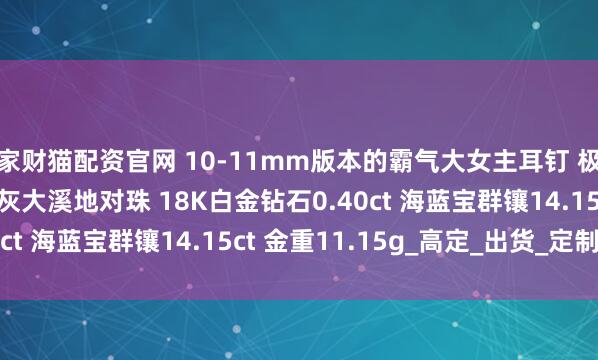 家财猫配资官网 10-11mm版本的霸气大女主耳钉 极光正圆完美无瑕铂金灰大溪地对珠 18K白金钻石0.40ct 海蓝宝群镶14.15ct 金重11.15g_高定_出货_定制