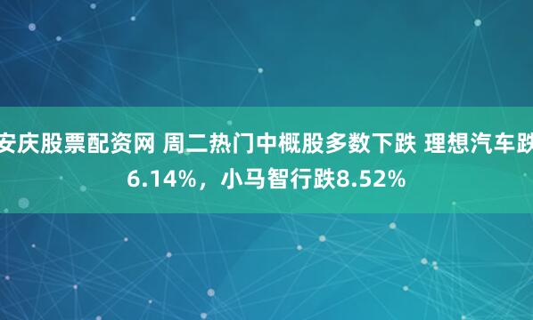 安庆股票配资网 周二热门中概股多数下跌 理想汽车跌6.14%，小马智行跌8.52%