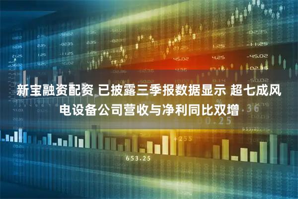 新宝融资配资 已披露三季报数据显示 超七成风电设备公司营收与净利同比双增